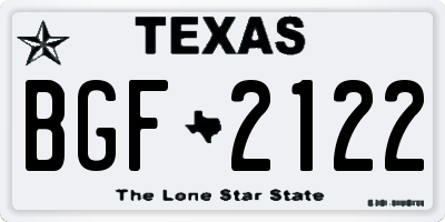 TX license plate BGF2122