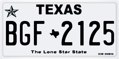 TX license plate BGF2125