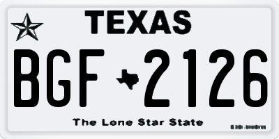 TX license plate BGF2126