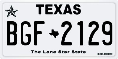 TX license plate BGF2129