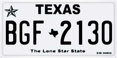 TX license plate BGF2130