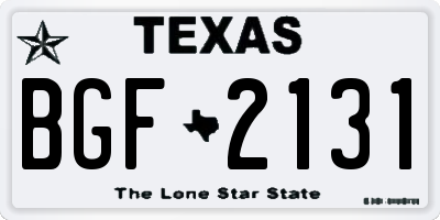 TX license plate BGF2131