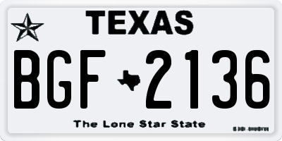 TX license plate BGF2136
