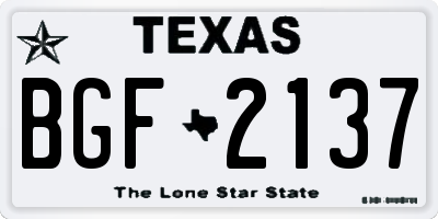 TX license plate BGF2137