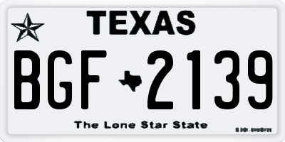 TX license plate BGF2139