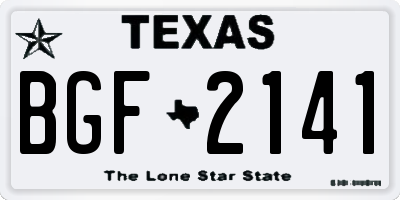 TX license plate BGF2141