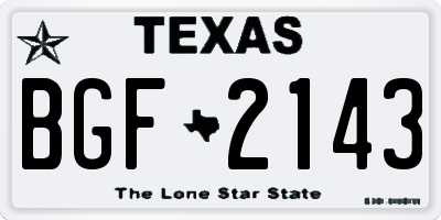 TX license plate BGF2143