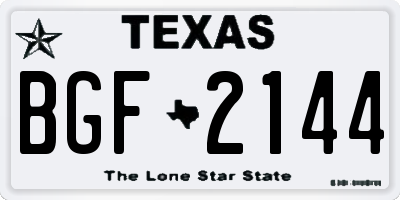 TX license plate BGF2144