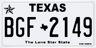 TX license plate BGF2149
