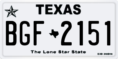 TX license plate BGF2151