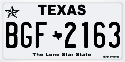 TX license plate BGF2163