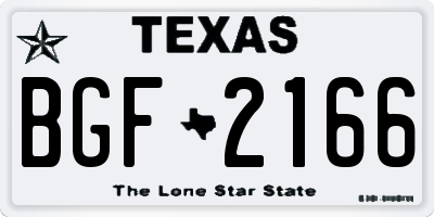 TX license plate BGF2166