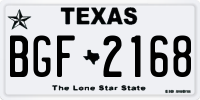 TX license plate BGF2168
