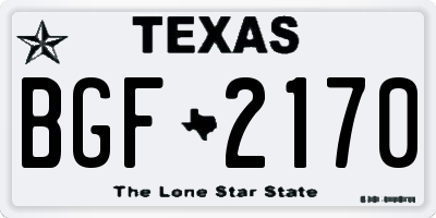 TX license plate BGF2170
