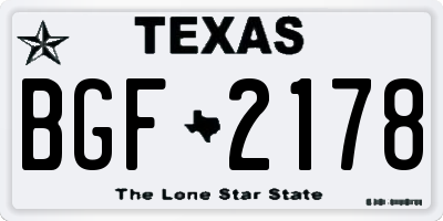 TX license plate BGF2178