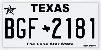 TX license plate BGF2181