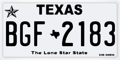 TX license plate BGF2183