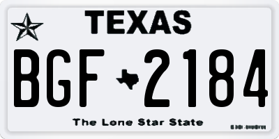 TX license plate BGF2184