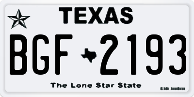 TX license plate BGF2193