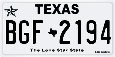 TX license plate BGF2194