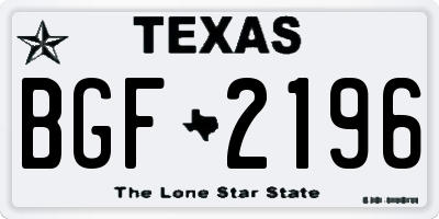 TX license plate BGF2196