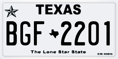 TX license plate BGF2201