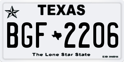 TX license plate BGF2206