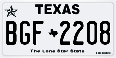 TX license plate BGF2208