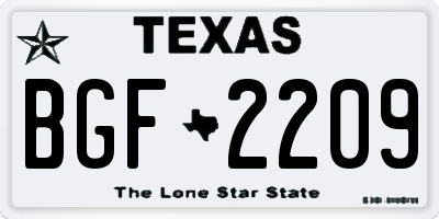 TX license plate BGF2209