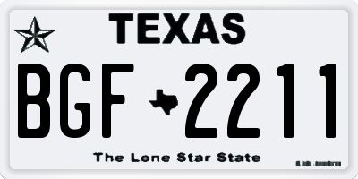 TX license plate BGF2211