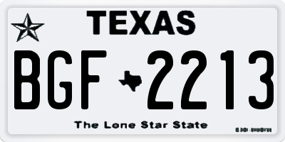 TX license plate BGF2213