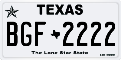 TX license plate BGF2222