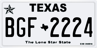 TX license plate BGF2224
