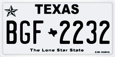 TX license plate BGF2232