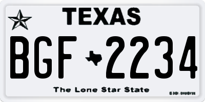 TX license plate BGF2234