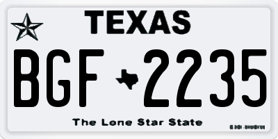 TX license plate BGF2235