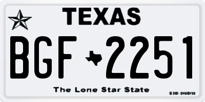 TX license plate BGF2251