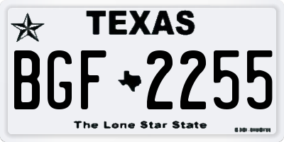 TX license plate BGF2255