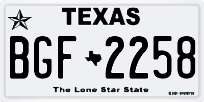 TX license plate BGF2258