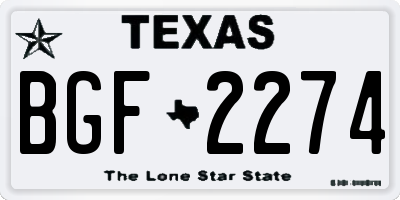TX license plate BGF2274