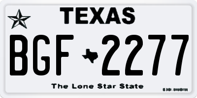 TX license plate BGF2277