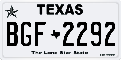 TX license plate BGF2292