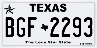 TX license plate BGF2293