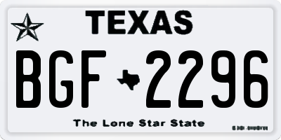 TX license plate BGF2296