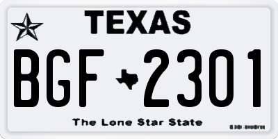 TX license plate BGF2301