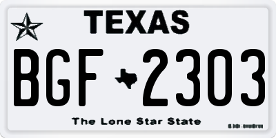 TX license plate BGF2303