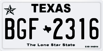 TX license plate BGF2316