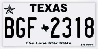 TX license plate BGF2318