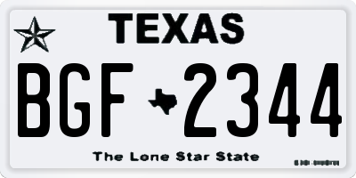 TX license plate BGF2344