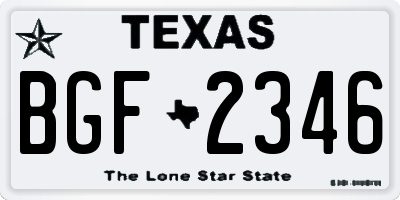 TX license plate BGF2346